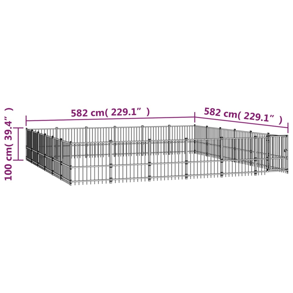 Perrera de exterior de acero 33,87 m²