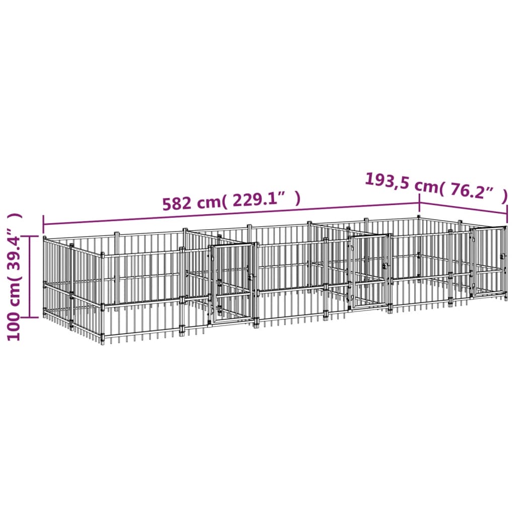 Perrera de exterior de acero 11,26 m²