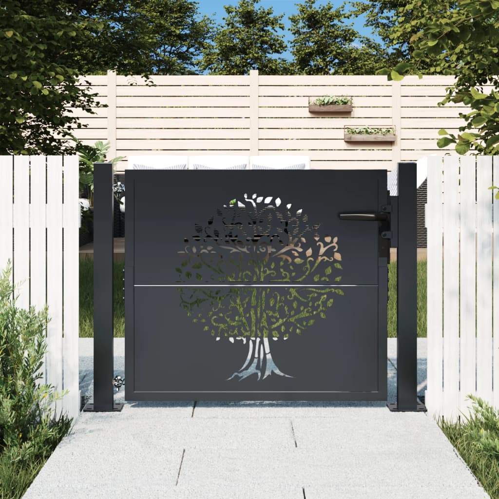 Puerta de jardín 100x100 cm acero corten diseño ligero