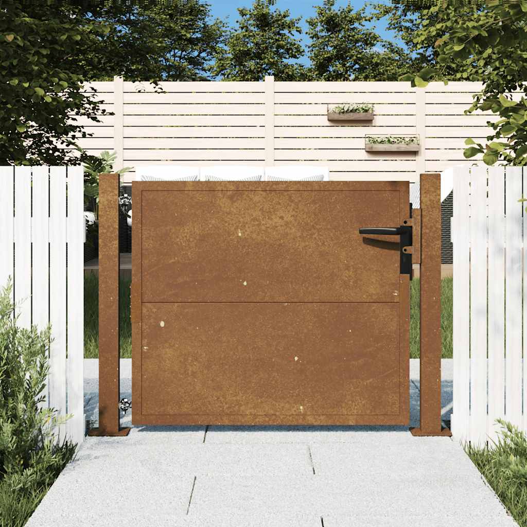 Puerta de jardín 100x100 cm acero corten diseño ligero