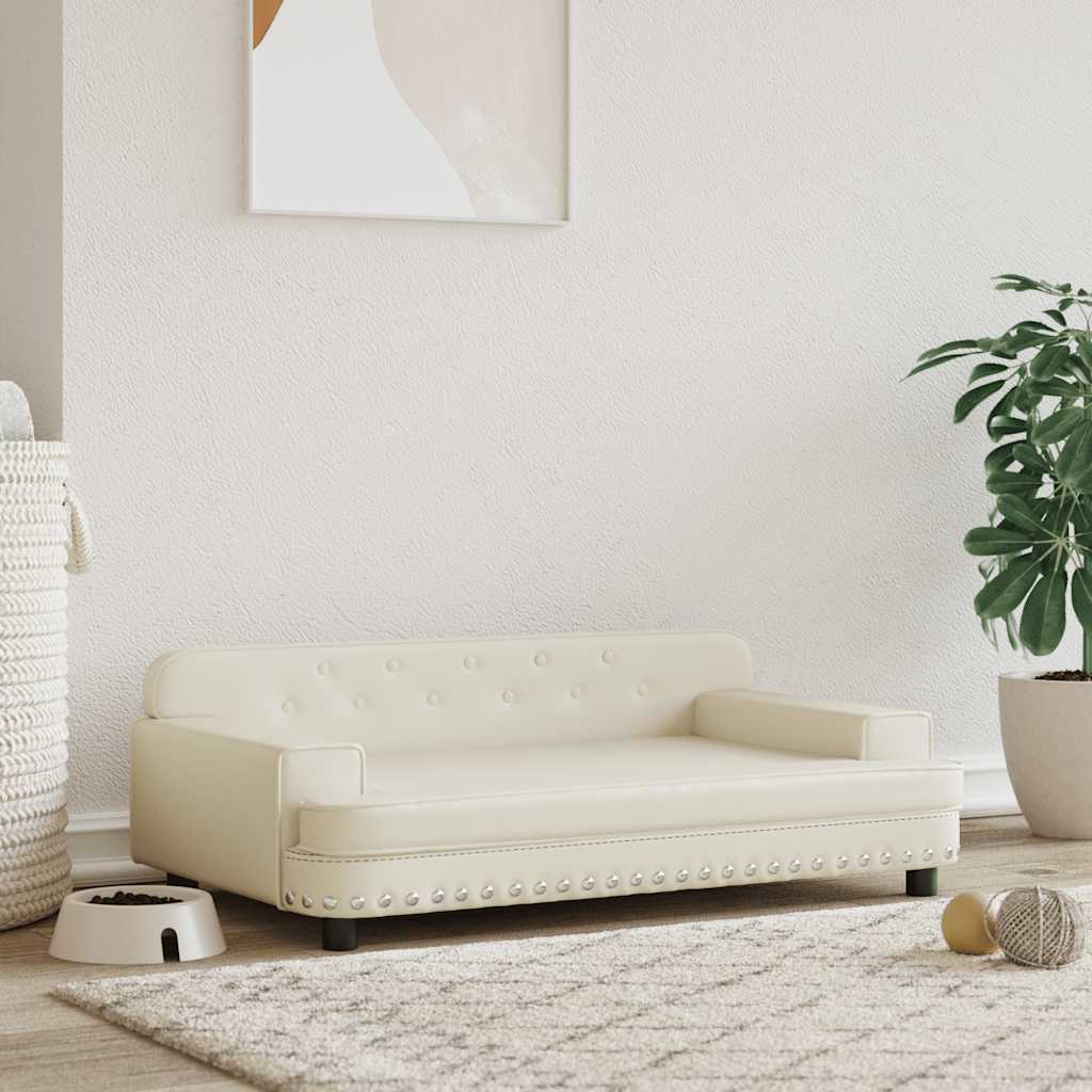 Cama para perros de cuero sintético color capuchino 50x40x30 cm