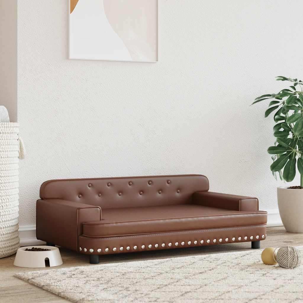 Cama para perros de cuero sintético color capuchino 50x40x30 cm