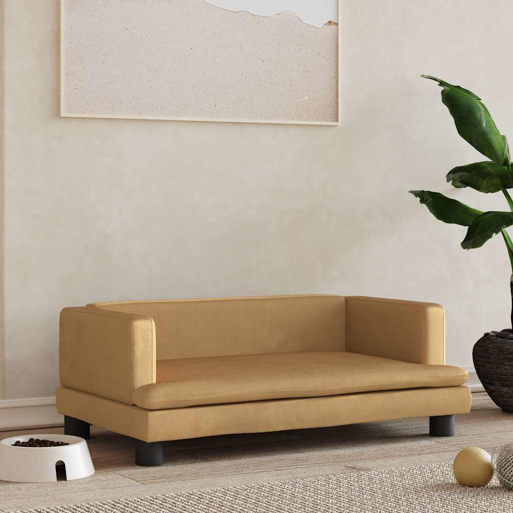 Cama para perros de cuero sintético color capuchino 50x40x30 cm