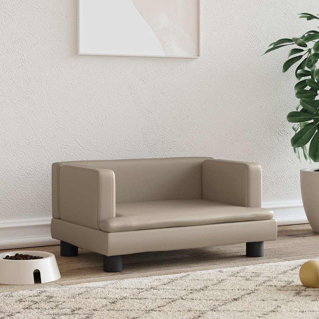 Cama para perros de cuero sintético color capuchino 50x40x30 cm