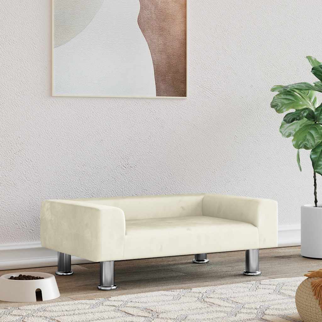Cama para perros de cuero sintético color capuchino 50x40x30 cm