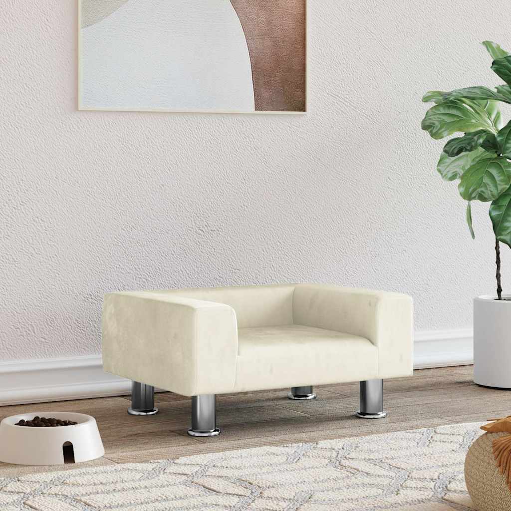 Cama para perros de cuero sintético color capuchino 50x40x30 cm