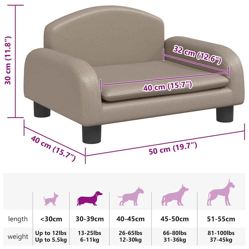 Cama para perros de cuero sintético color capuchino 50x40x30 cm