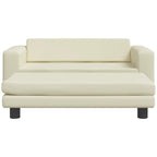 Cama de perros con extensión cuero sintético crema 100x50x30 cm