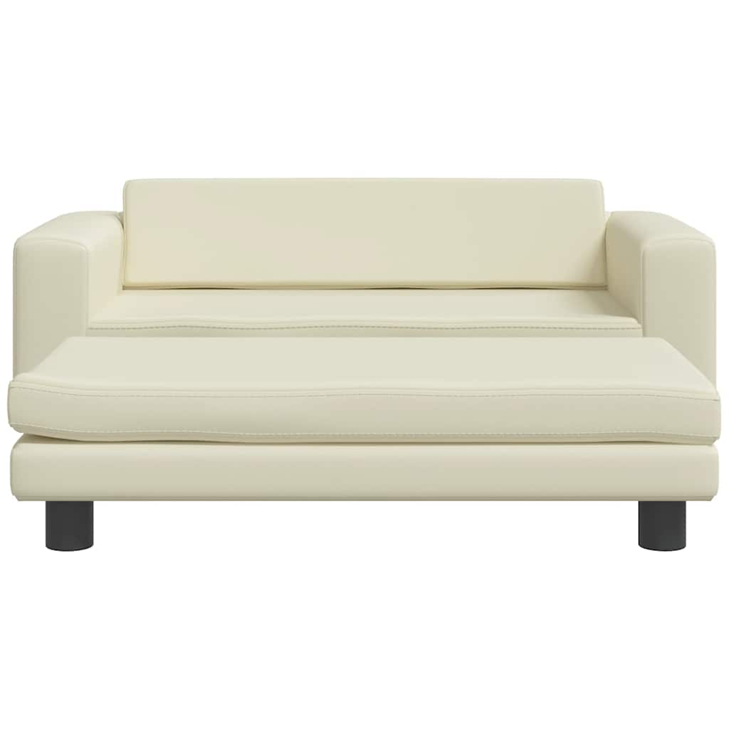 Cama de perros con extensión cuero sintético crema 100x50x30 cm