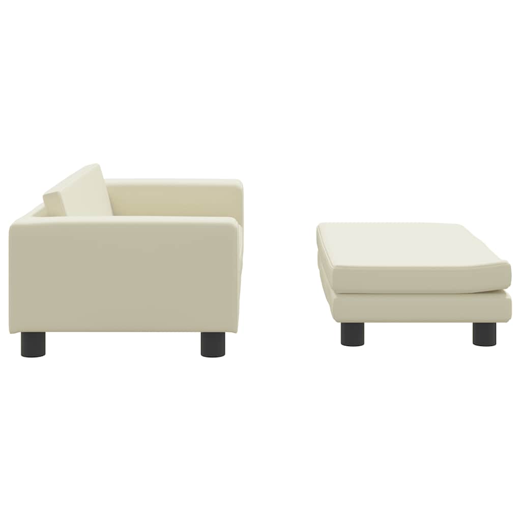 Cama de perros con extensión cuero sintético crema 100x50x30 cm