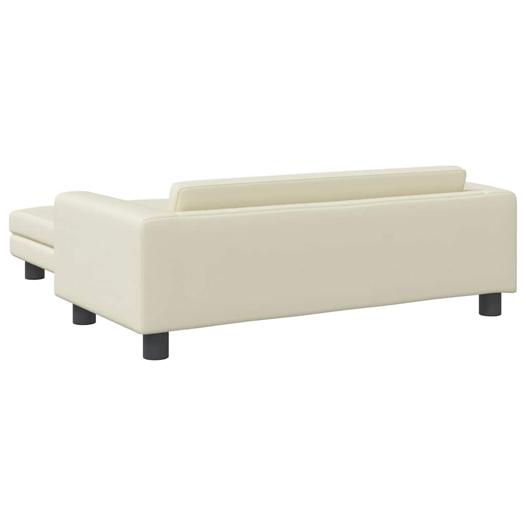 Cama de perros con extensión cuero sintético crema 100x50x30 cm