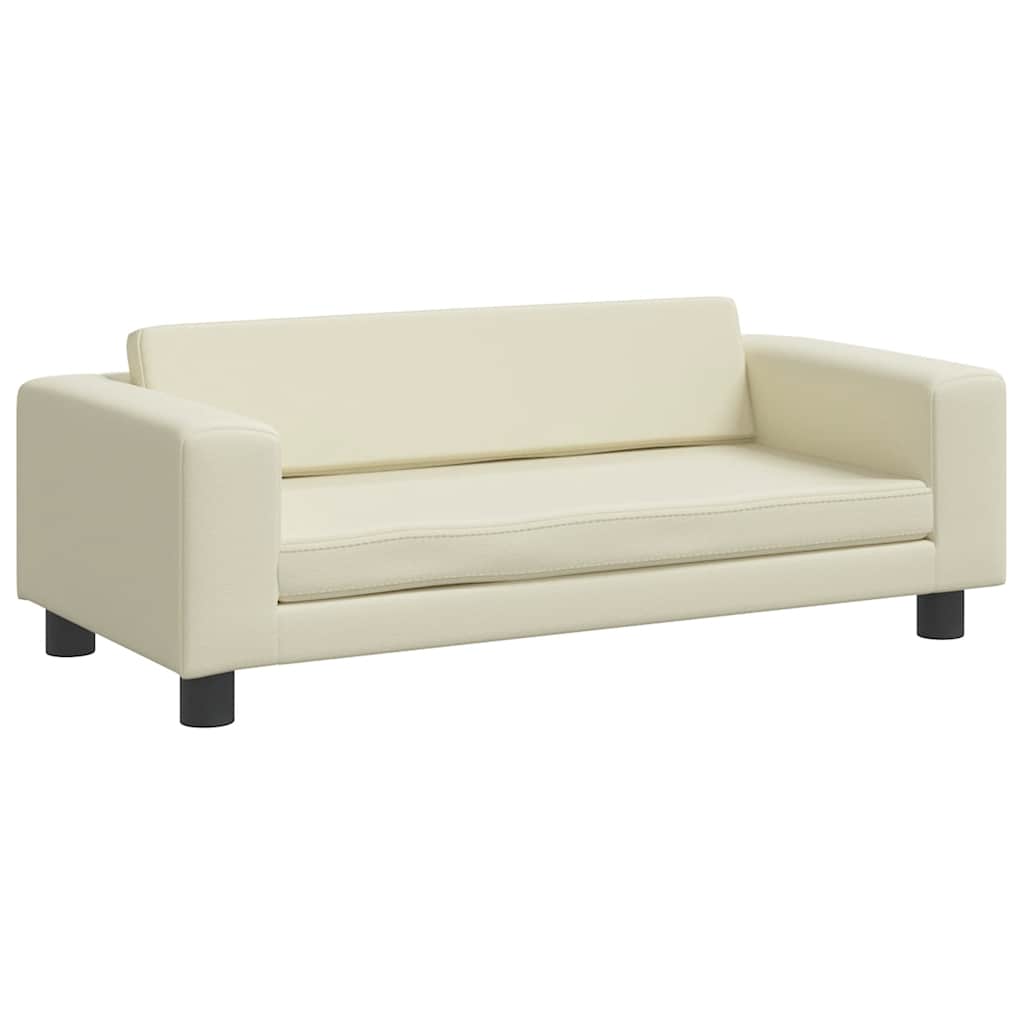 Cama de perros con extensión cuero sintético crema 100x50x30 cm