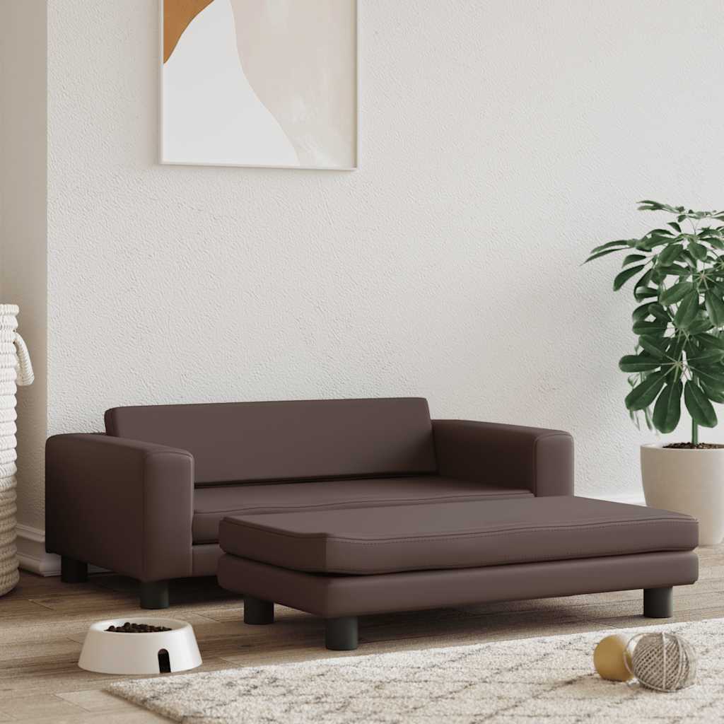 Cama de perros con extensión cuero sintético crema 100x50x30 cm