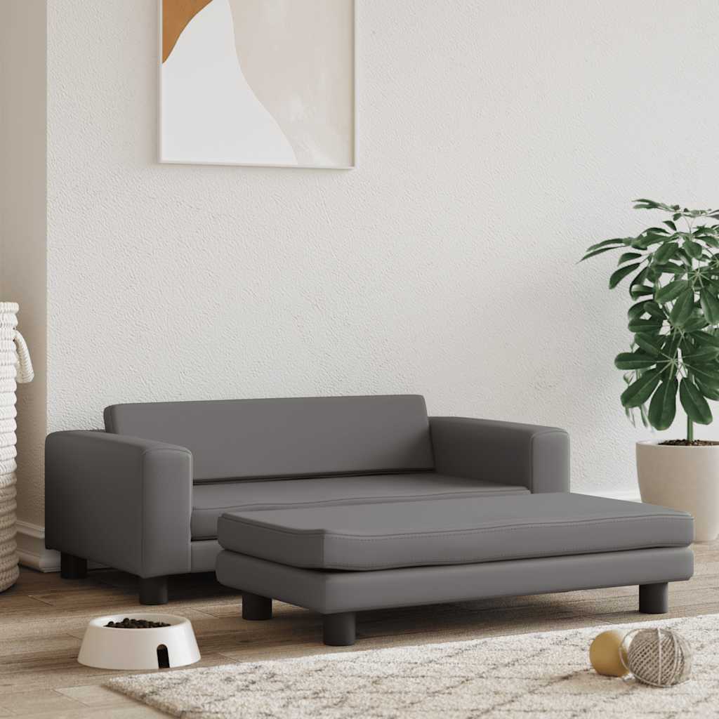Cama de perros con extensión cuero sintético crema 100x50x30 cm