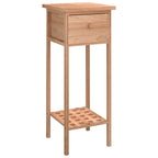 Mesa auxiliar con cajón madera maciza nogal 25x25x60 cm