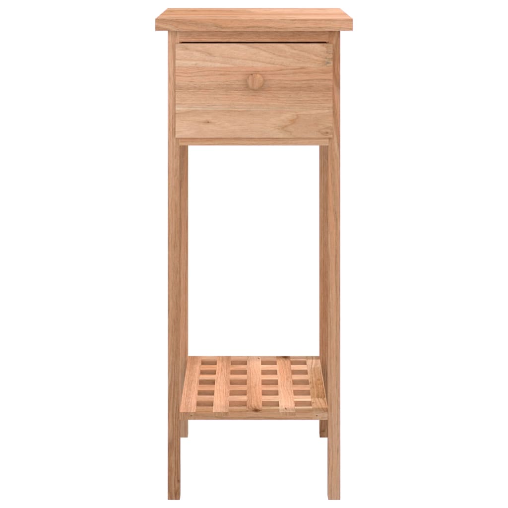 Mesa auxiliar con cajón madera maciza nogal 25x25x60 cm