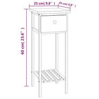 Mesa auxiliar con cajón madera maciza nogal 25x25x60 cm