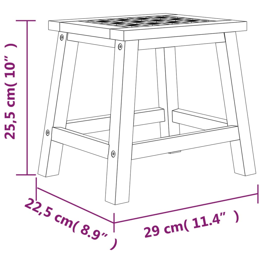 Taburete escalón madera maciza nogal 29x22,5x25,5 cm