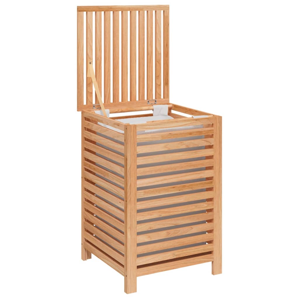 Cesto para la ropa madera maciza de nogal 45x45x65 cm