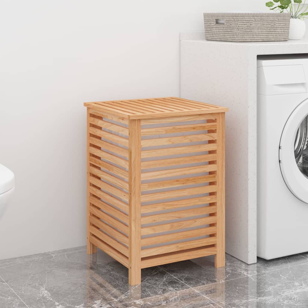 Cesto para la ropa madera maciza de nogal 45x45x65 cm