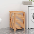 Cesto para la ropa madera maciza de nogal 45x45x65 cm