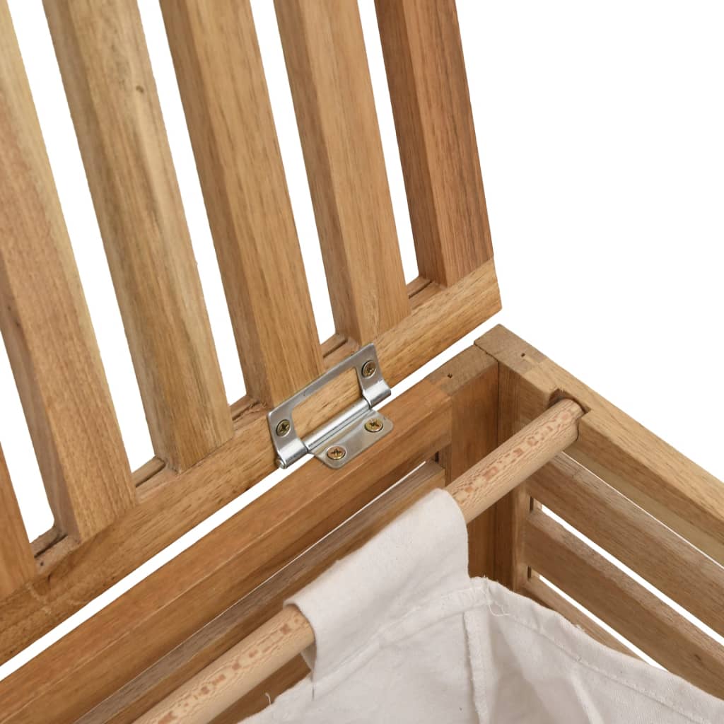 Cesto para la ropa madera maciza de nogal 45x45x65 cm