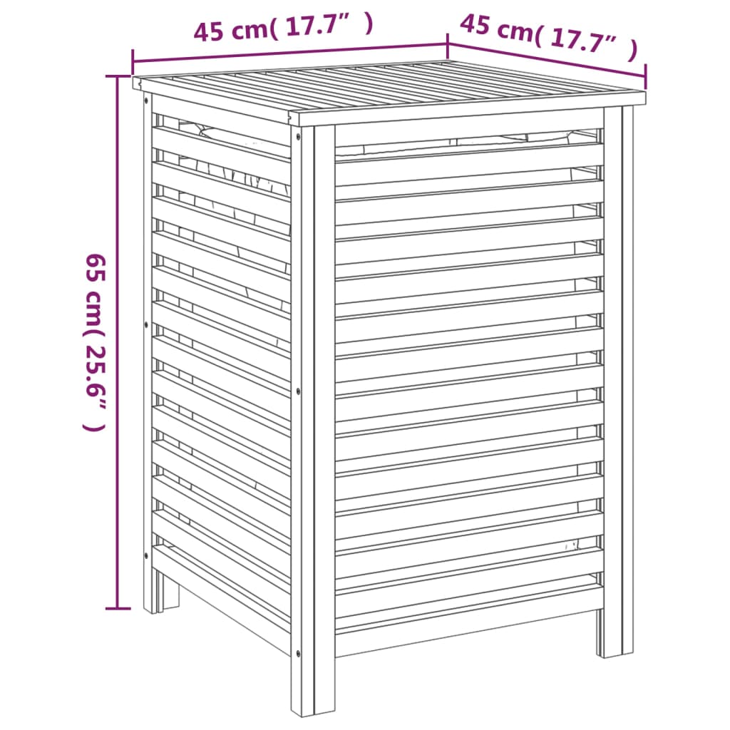 Cesto para la ropa madera maciza de nogal 45x45x65 cm