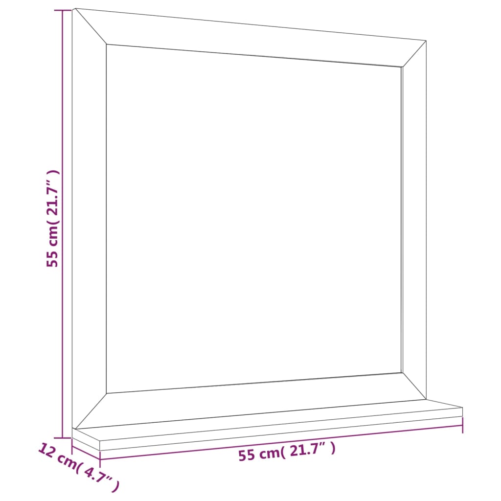 Espejo de pared madera maciza nogal 55x55 cm