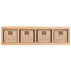 Estante de pared con cestas madera maciza nogal 62x18x16 cm