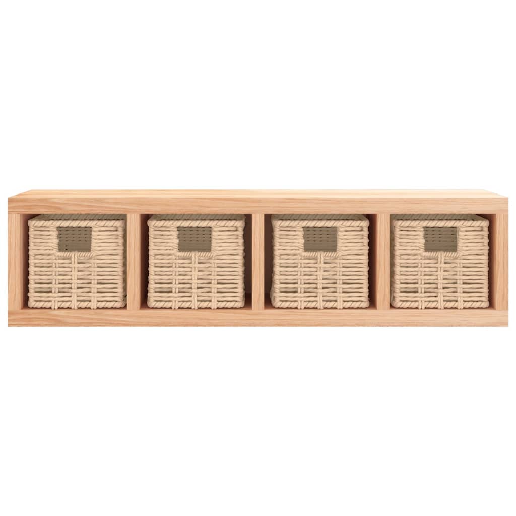Estante de pared con cestas madera maciza nogal 62x18x16 cm