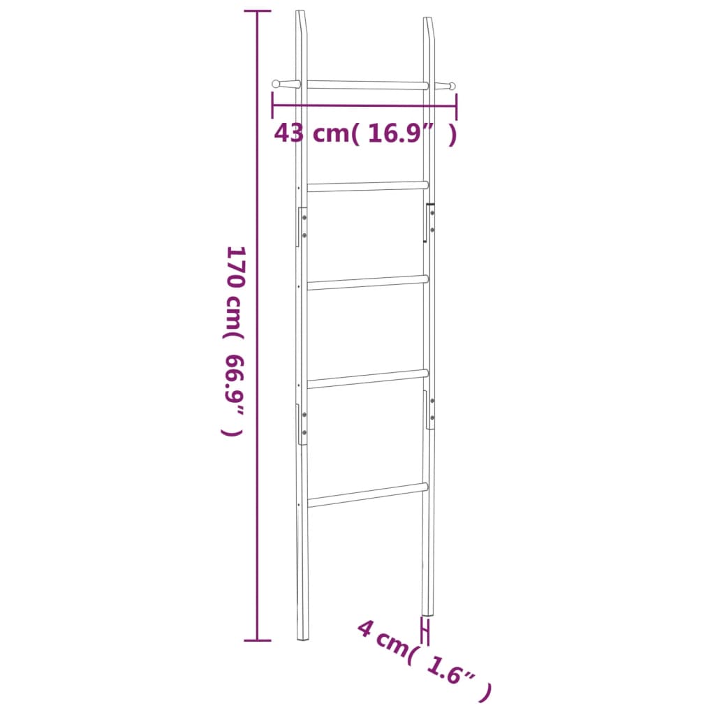 Toallero escalera madera maciza de nogal 170 cm