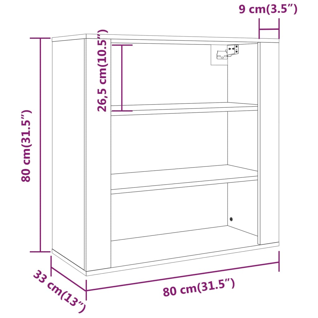 Armario de pared madera contrachapada blanco 80x33x80 cm
