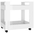 Carrito de escritorio contrachapada blanco brillo 60x45x60 cm