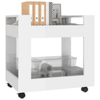 Carrito de escritorio contrachapada blanco brillo 60x45x60 cm