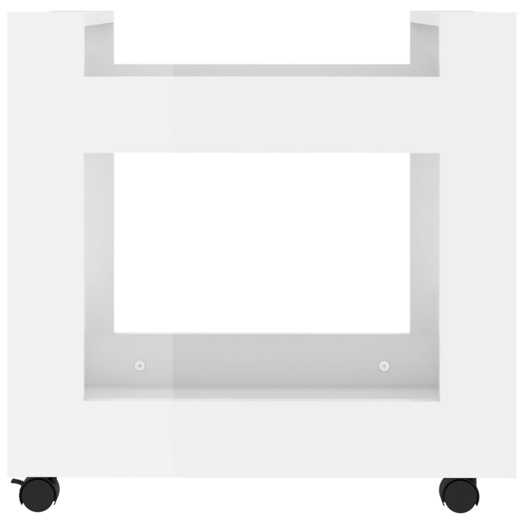 Carrito de escritorio contrachapada blanco brillo 60x45x60 cm