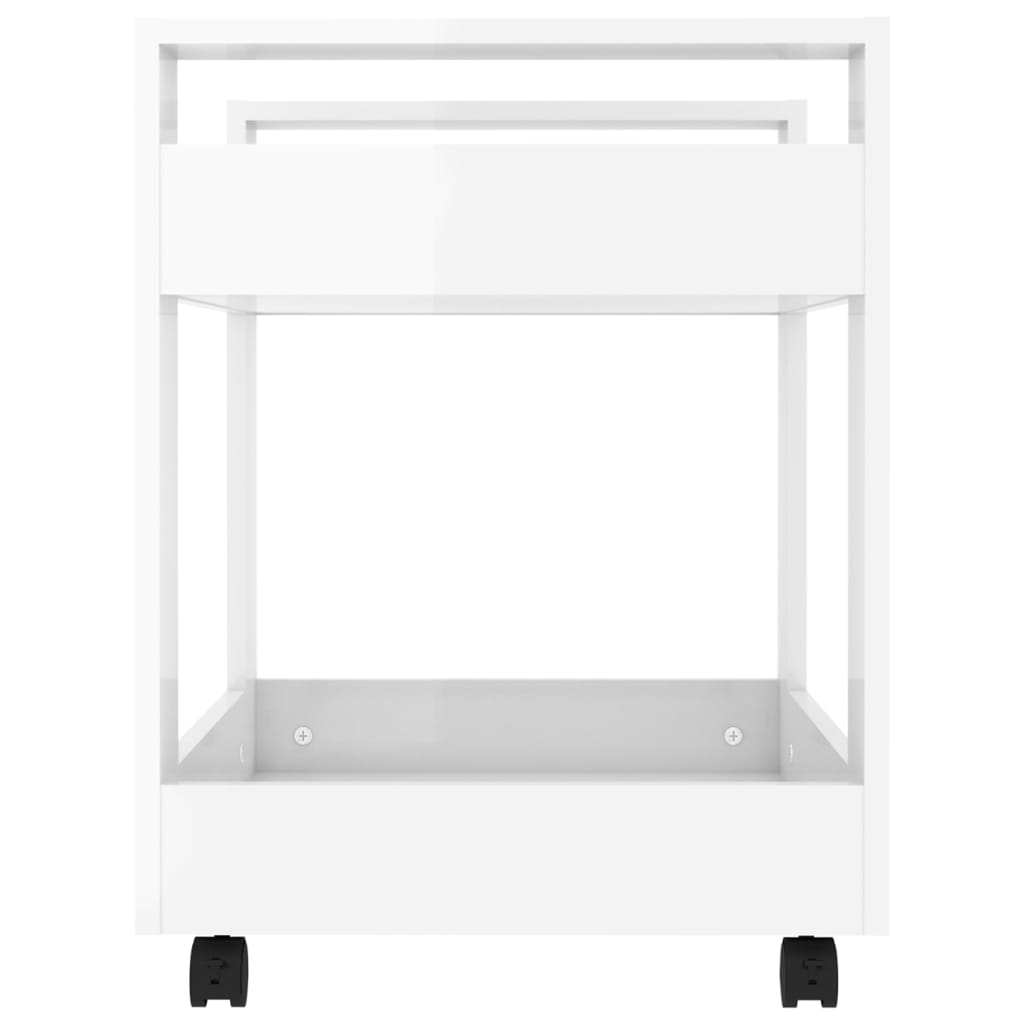 Carrito de escritorio contrachapada blanco brillo 60x45x60 cm