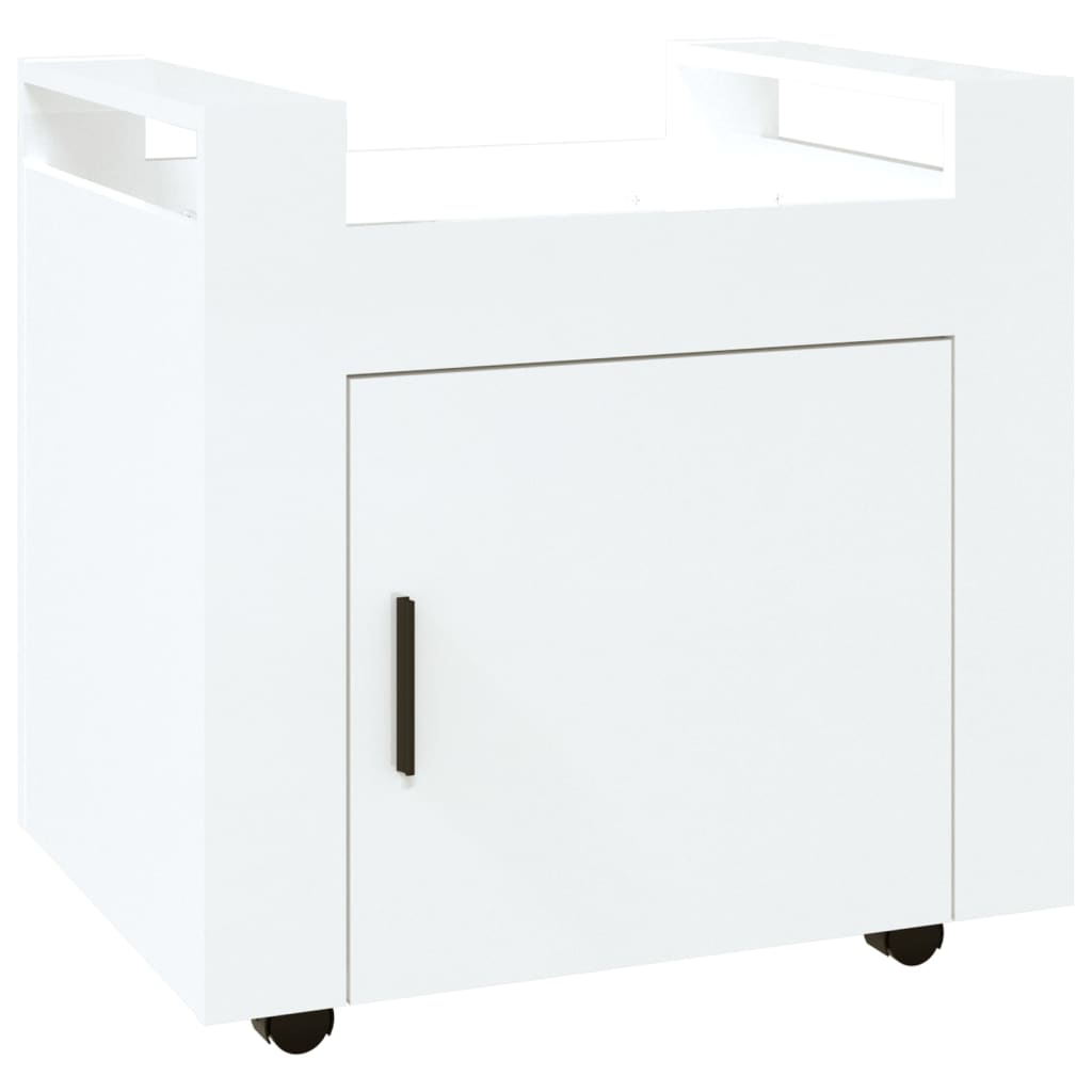 Carrito de escritorio contrachapada blanco brillo 60x45x60 cm