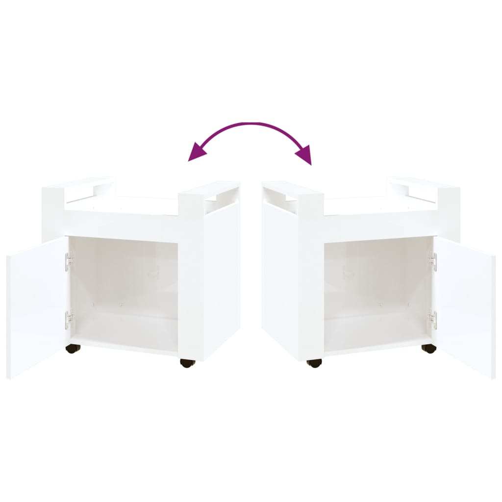 Carrito de escritorio contrachapada blanco brillo 60x45x60 cm
