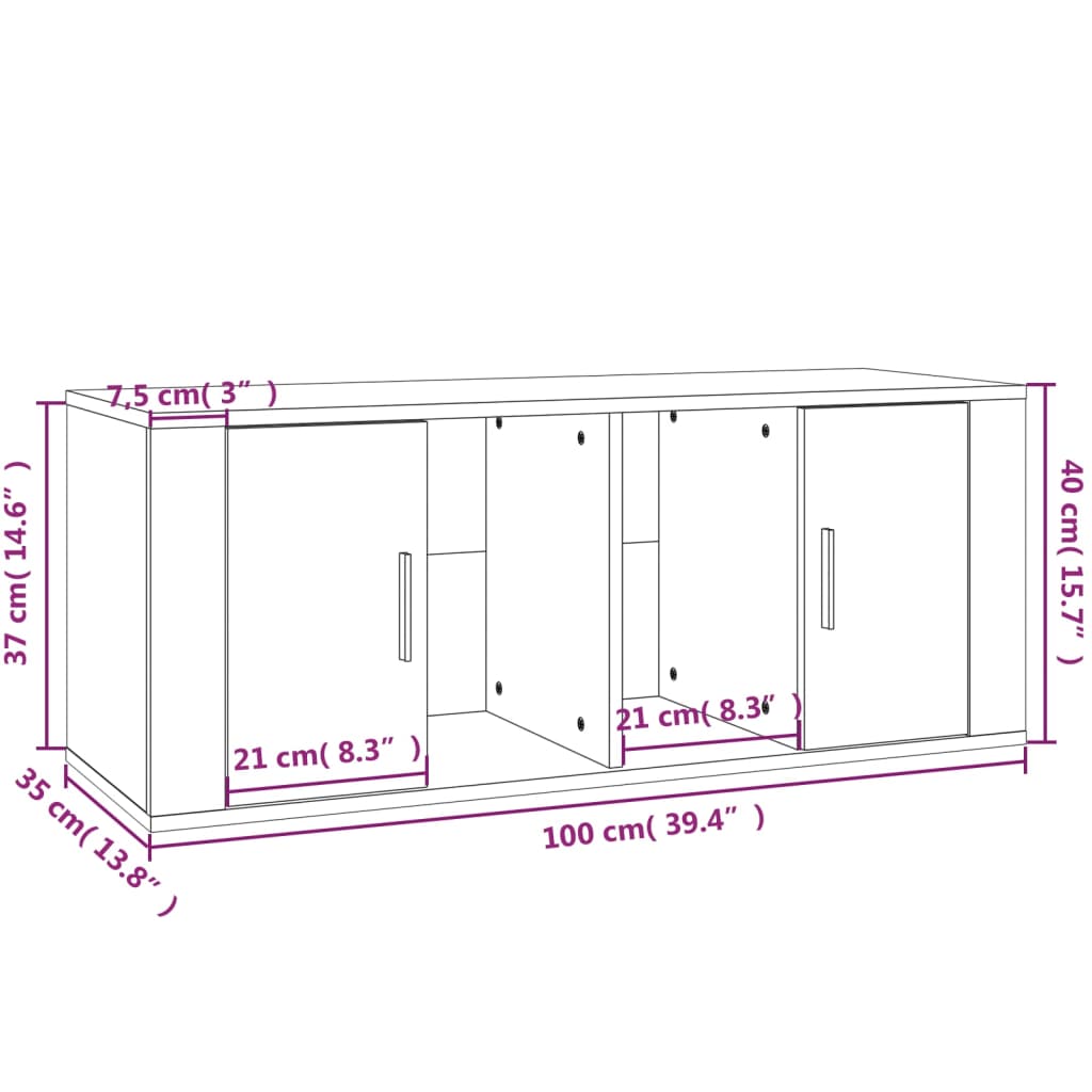 Mueble para TV madera contrachapada roble ahumado 100x35x40 cm