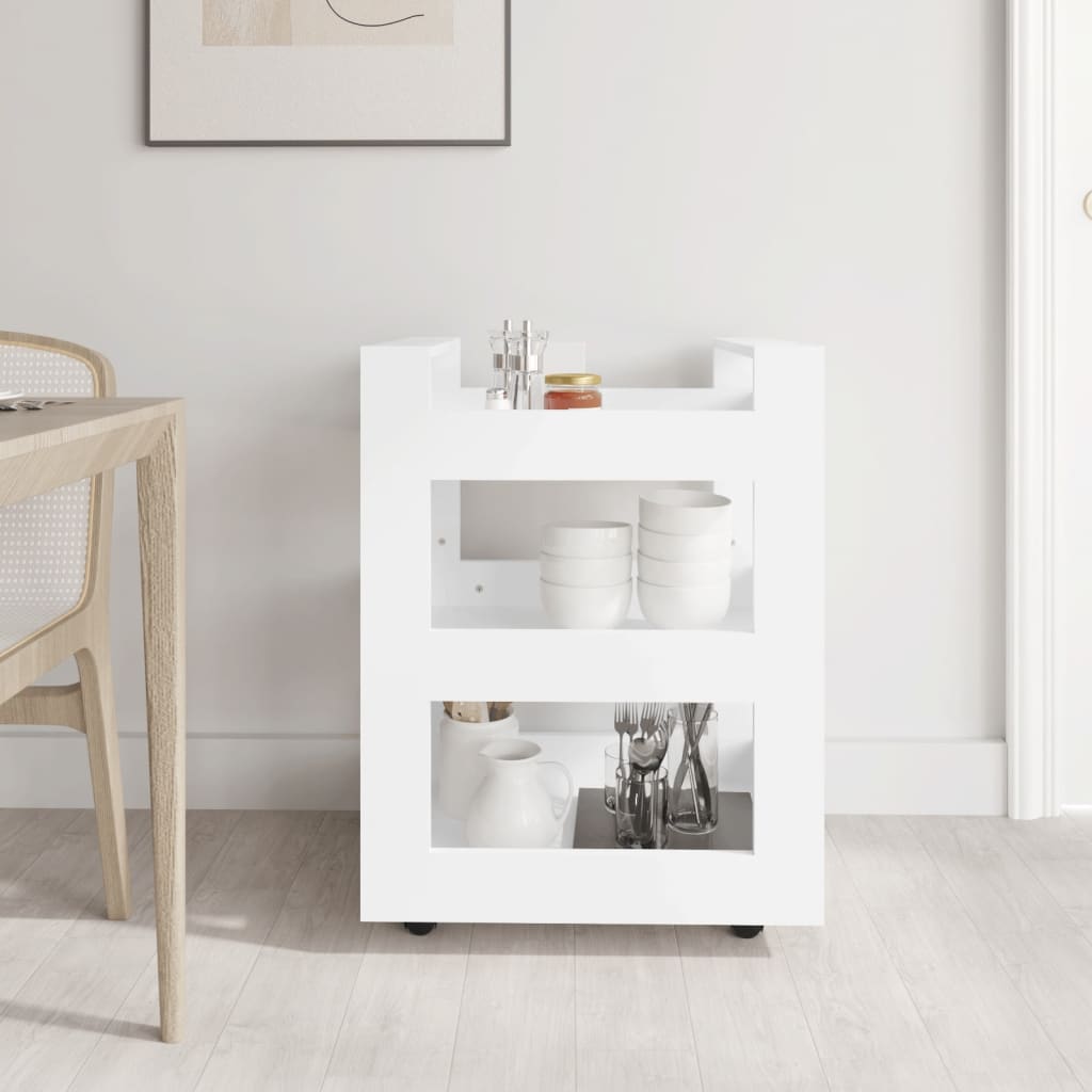 Carrito de cocina madera contrachapada blanco 60x45x80 cm