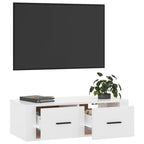 Mueble de TV colgante madera blanco brillante 80x36x25 cm