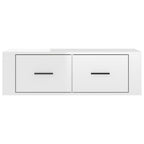 Mueble de TV colgante madera blanco brillante 80x36x25 cm