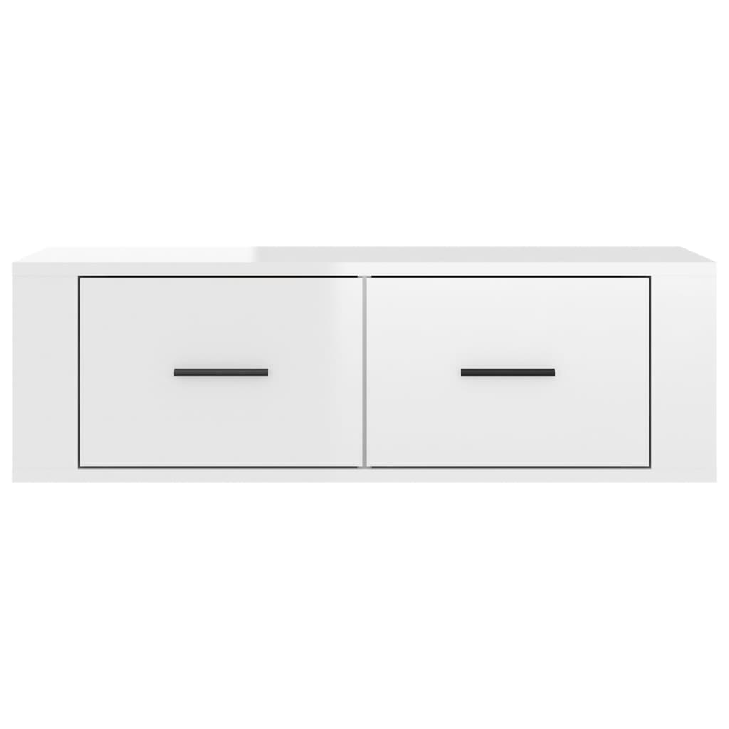 Mueble de TV colgante madera blanco brillante 80x36x25 cm