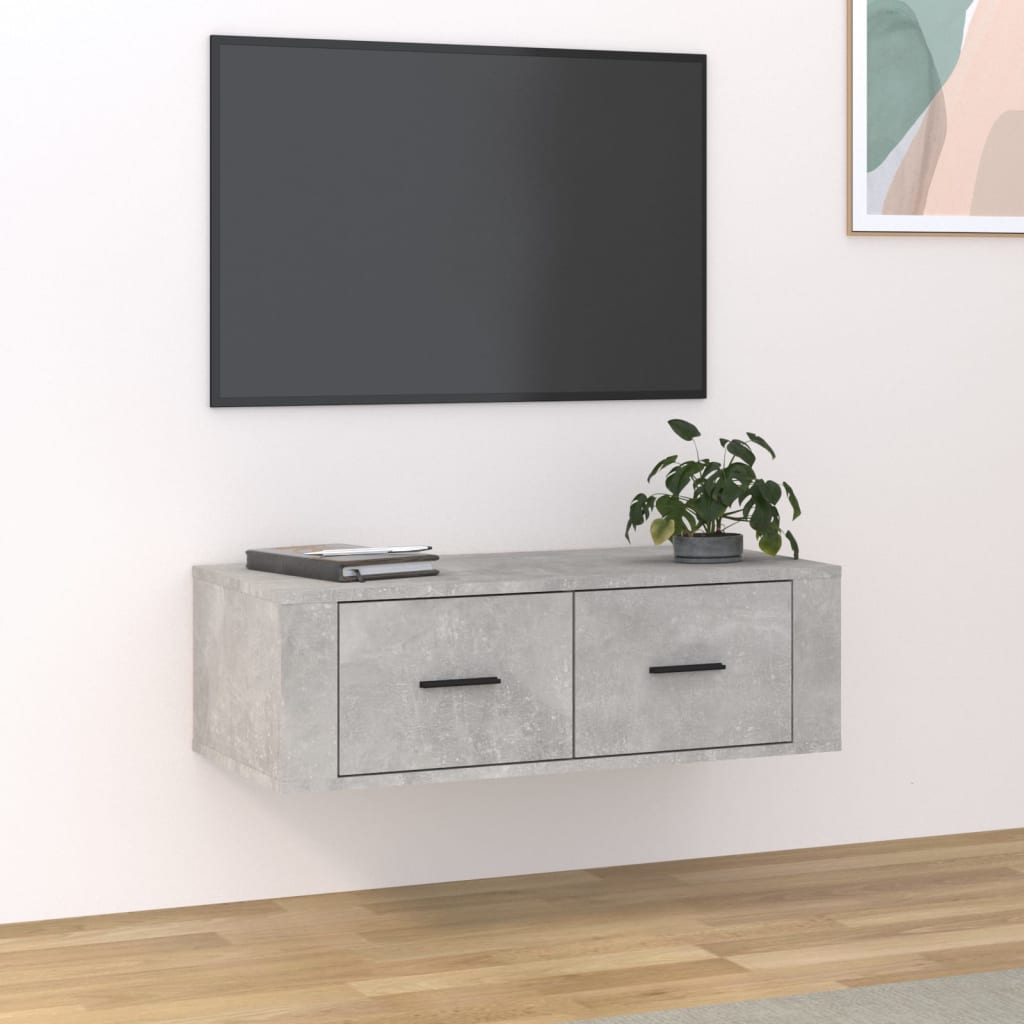 Mueble de TV colgante madera blanco brillante 80x36x25 cm