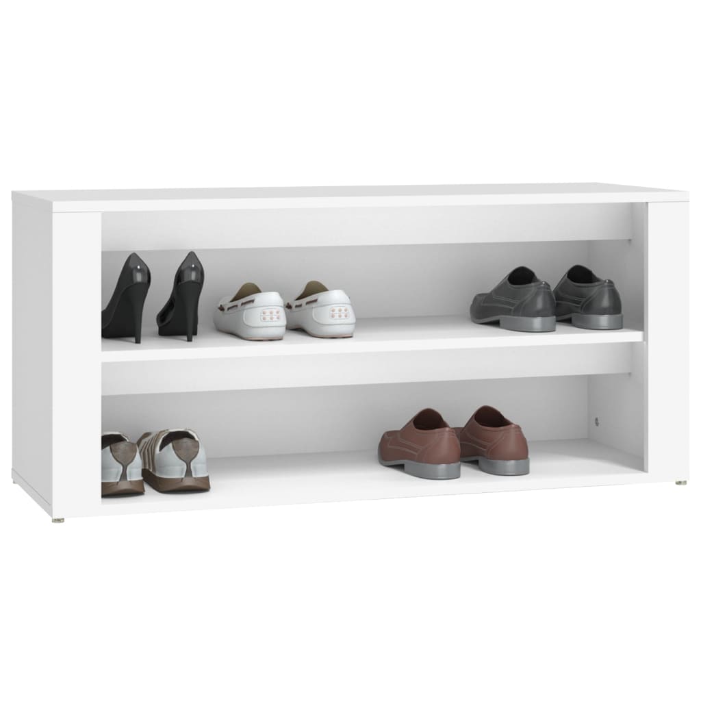 Zapatero de madera contrachapada blanco 100x35x45 cm
