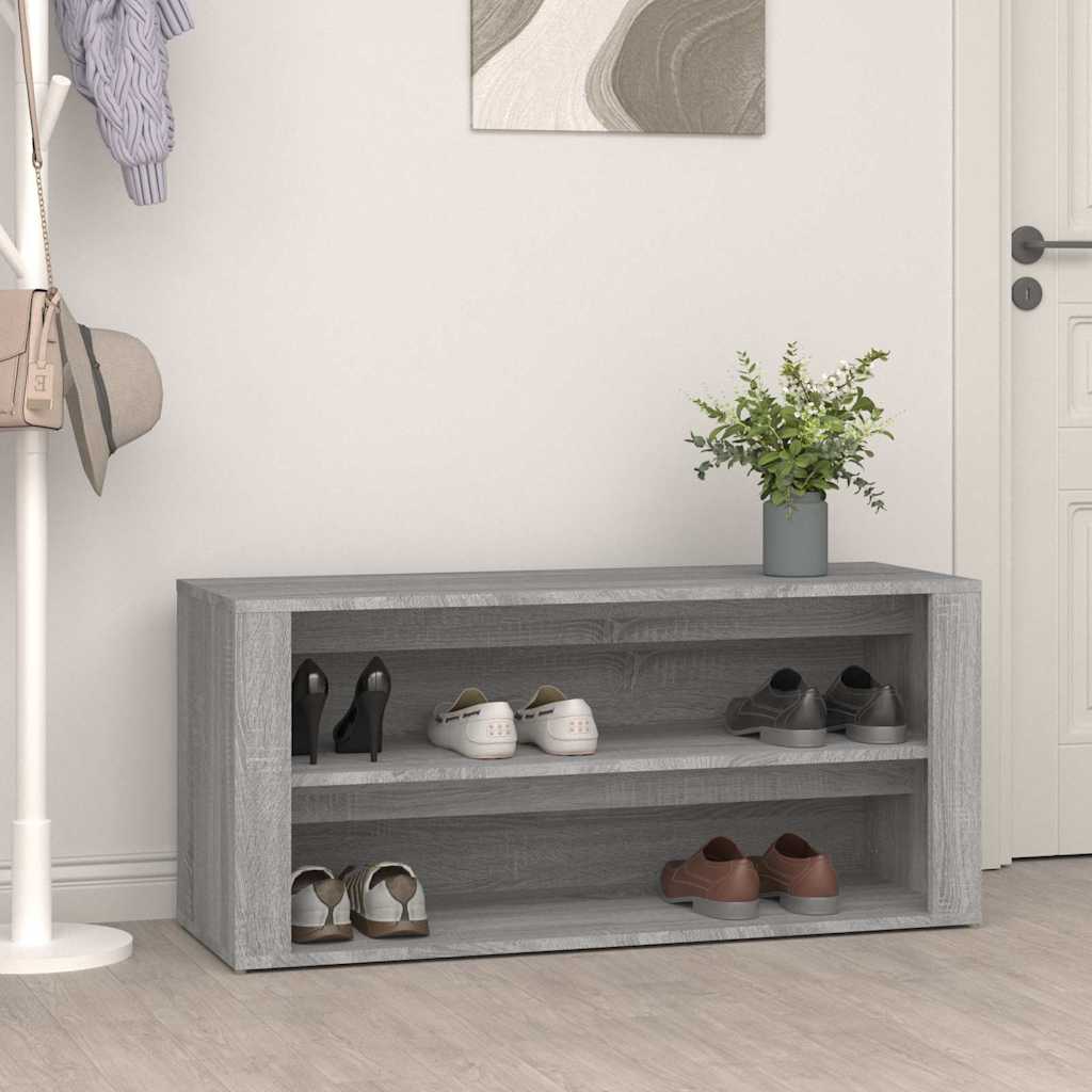 Zapatero de madera contrachapada blanco 100x35x45 cm
