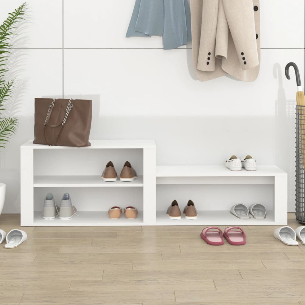 Mueble zapatero madera contrachapada blanco 150x35x45 cm