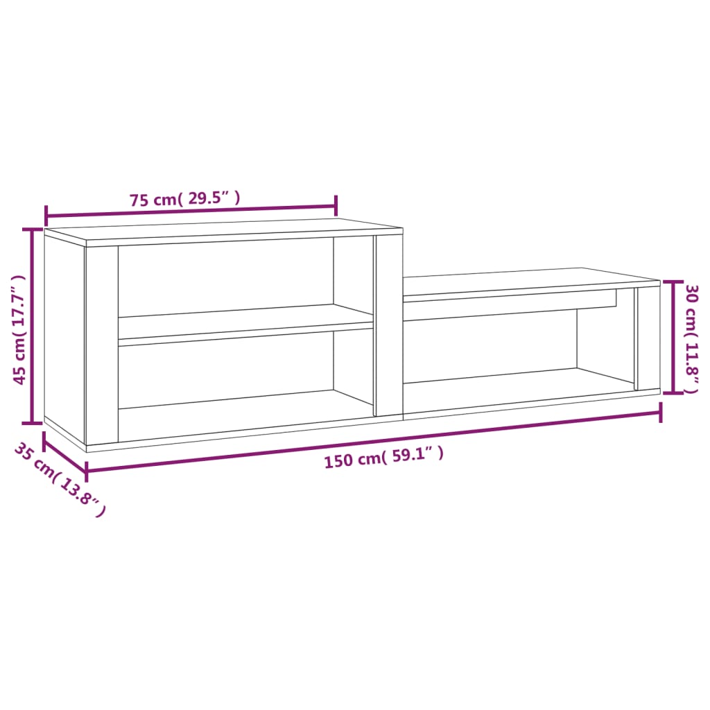 Mueble zapatero madera contrachapada blanco 150x35x45 cm
