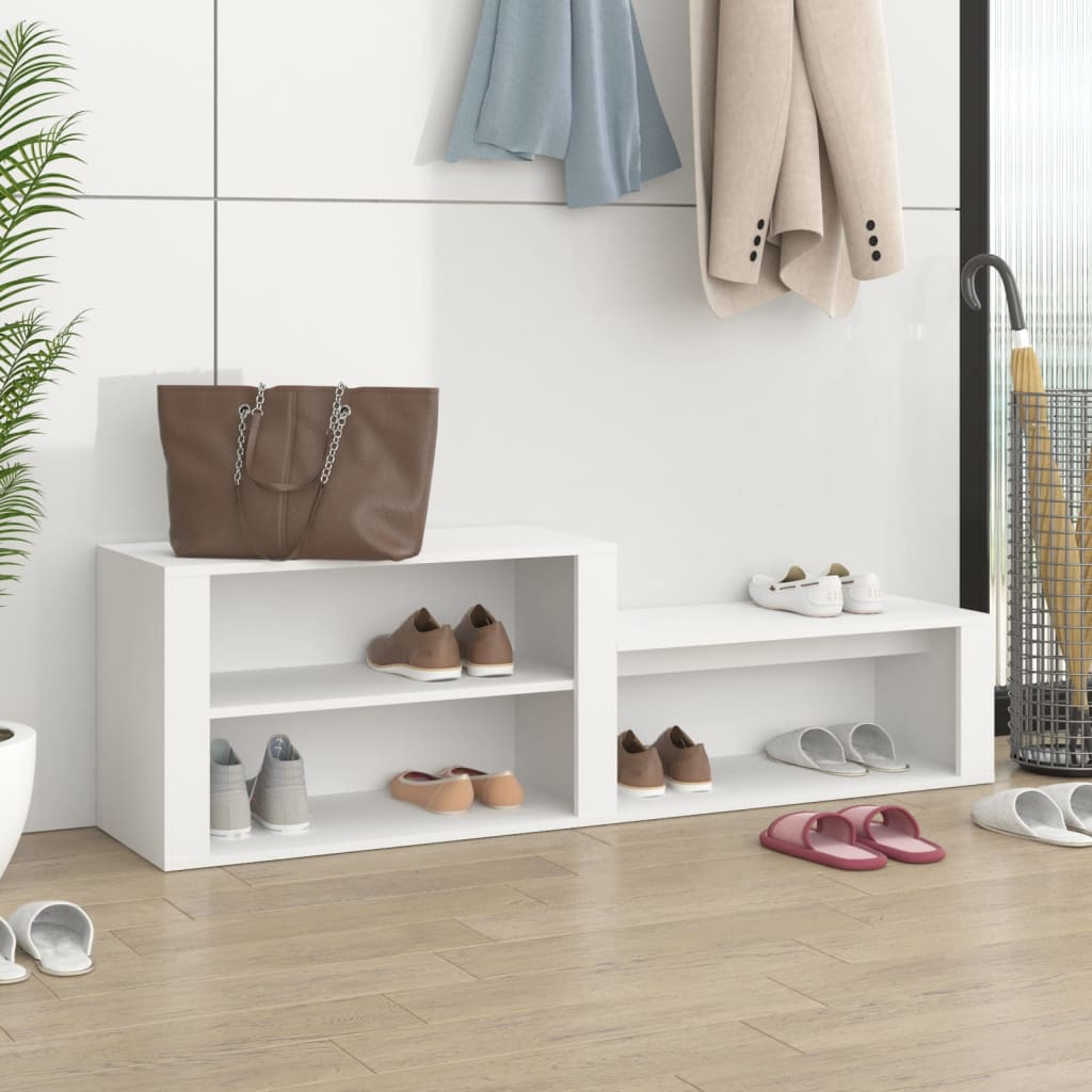 Mueble zapatero madera contrachapada blanco 150x35x45 cm
