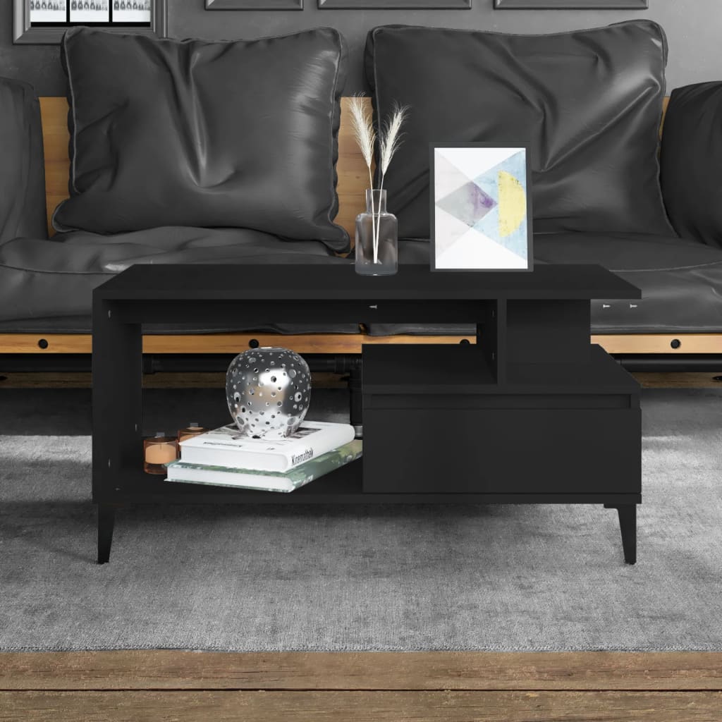 Mesa de centro madera contrachapada blanca 90x49x45 cm
